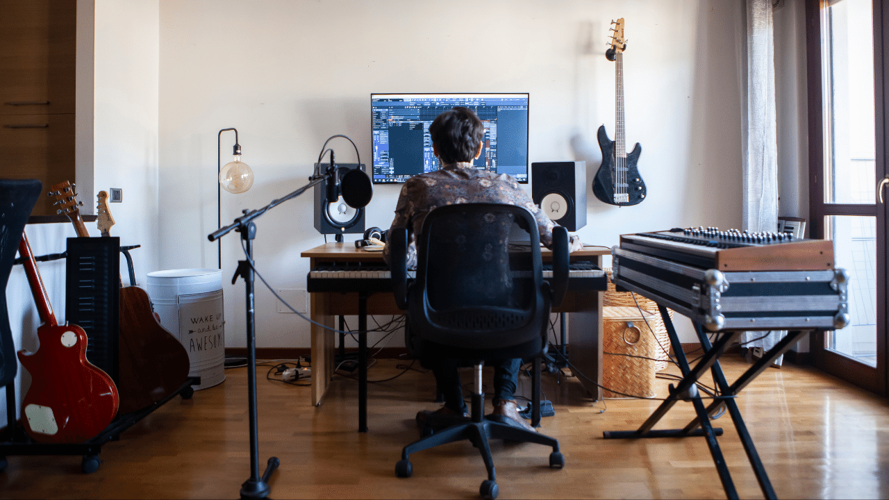 Music producer in a recording studio
